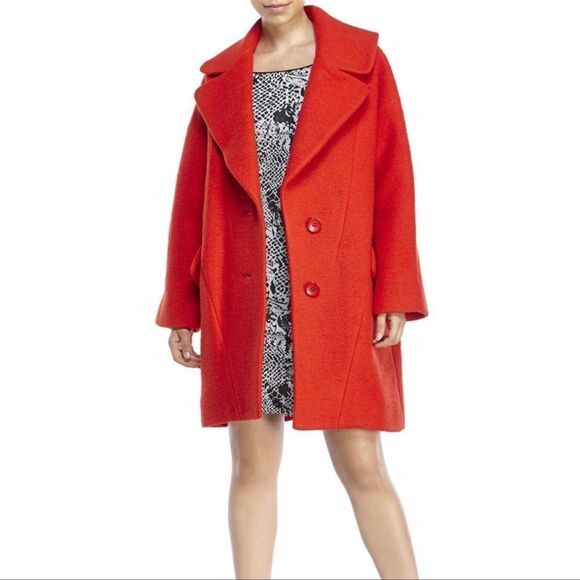 Yoana Baraschi wool Button Front Modern Icona Diva Coat Red Size Small - Picture 5 of 13